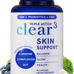 Clear Skin Supplement with Zinc, DIM & Probiotics | 3-in-1 Hormone, Gut & Complexion Support | Triple Action Hyaluronic Acid, Niaciminide & Vitamins for Skin Balance, Glow & Health Support | 60 Ct