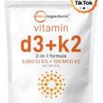 Micro Ingredients Vitamin D3 5,000 IU + K2 MK-7 100 mcg, 300 Softgels | 2-in-1 Vitamins D & K Complex | Extra Strength, Easy to Swallow, Non-GMO, Gluten Free