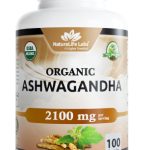 NaturaLife Labs Organic Ashwagandha 2100 mg per Serving – Full Spectrum Root Powder and Standardized Extract (Withanolides) – 100 Capsules – Vegan – Non-GMO, Gluten-Free