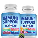 NEW AGE 8 in 1 Immune Support Booster Supplement with Echinacea, Vitamin C and Zinc 50mg, Vitamin D 5000 IU, Turmeric Curcumin & Ginger, B6, Elderberry 120 Count (Pack of 2)