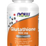NOW Foods Supplements, Glutathione 500 mg, With Milk Thistle Extract & Alpha Lipoic Acid, Free Rical Neutralizer*, 60 Veg Capsules